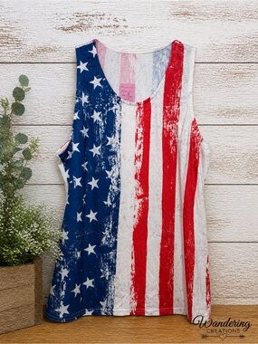Women's American Flag Tank Top - Red, White & Blue